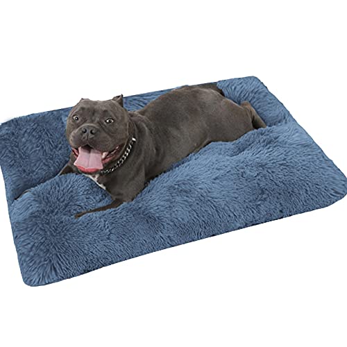 Beruhigendes Hunde- und Katzenbett, orthopädisches Hundebett, abnehmbar, waschbar, rutschfest, für große, mittelgroße und kleine Hunde, Katzen, Welpen, 75 x 50 x 10 cm, Marineblau von Waigg Kii