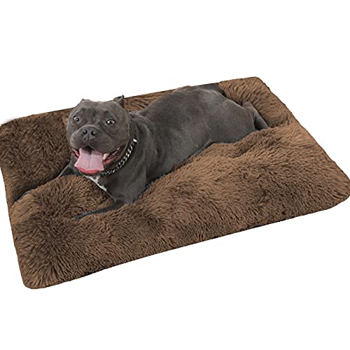 Beruhigendes Hunde- und Katzenbett, orthopädisches Hundebett, abnehmbar, waschbar, rutschfest, für große, mittelgroße und kleine Hunde, Katzen (130 x 100 x 12 cm, Kaffeebraun) von Waigg Kii