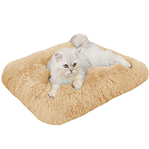 Beruhigendes Hunde- und Katzenbett, orthopädisches Hundebett, abnehmbar, waschbar, rutschsicher, für große, mittelgroße und kleine Hunde, Katzen, Welpen (110 x 80 x 10 cm, Beige) von Waigg Kii