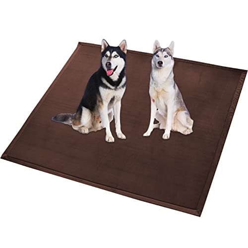 Extra große Hundebettmatte, XXL-Hundematte, weicher Korallen-Samt, rutschfest, waschbar, Katzen-Schlafmatte, Anti-Angst-Hundekissen (150 x 120 cm, Braun) von Waigg Kii