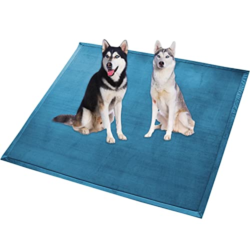 Extra große Hundebettmatte, XXL-Hundematte, weicher Korallen-Samtbereich, rutschfest, waschbar, Katzen-Schlafmatte, Anti-Angst-Hundekissen (150 x 120 cm, Blau) von Waigg Kii