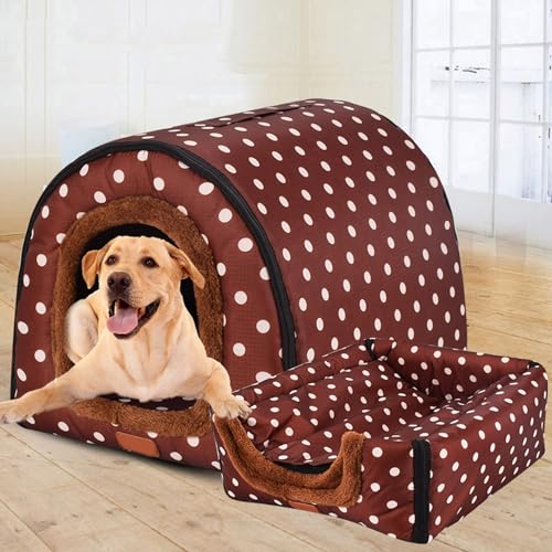 Extra großes Hundehüttenhaus, 2-in-1, warmes Hundekissen, luxuriöses großes Hundebett, waschbar, XL/XXL für mittelgroße und große Hunde und Katzen (L,D) von Waigg Kii