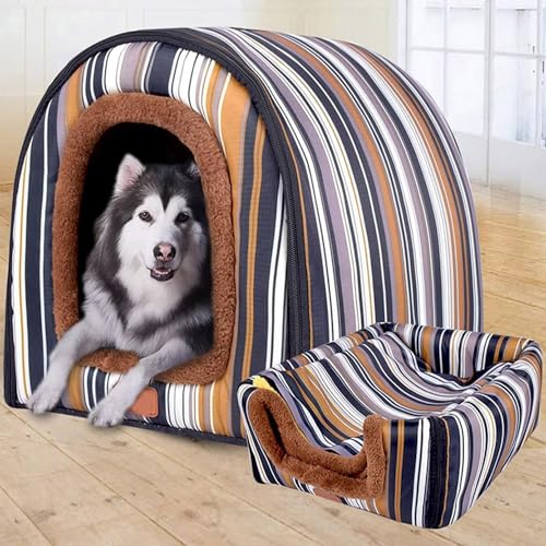 Extra großes Hundehüttenhaus, 2-in-1, warmes Hundekissen, luxuriöses großes Hundebett, waschbar, XL/XXL von Waigg Kii