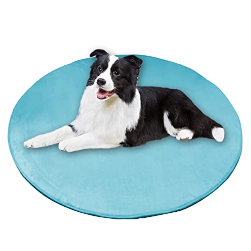 Waigg Kii Hundebett, rund, Korallen-Samt, weich, rutschfest, für kleine und mittelgroße und große Katzen, rund 100 cm, Blau von Waigg Kii