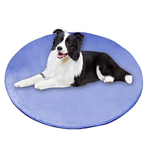 Waigg Kii Hundebett, rund, Korallen-Samt, weich, rutschfest, für kleine und mittelgroße und große Katzen, rund 120 cm, Blau von Waigg Kii