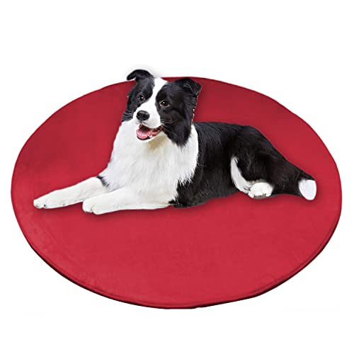 Waigg Kii Hundebett, rund, Korallen-Samt, weich, rutschfest, für kleine und mittelgroße und große Katzen, rund 120 cm, Rot von Waigg Kii