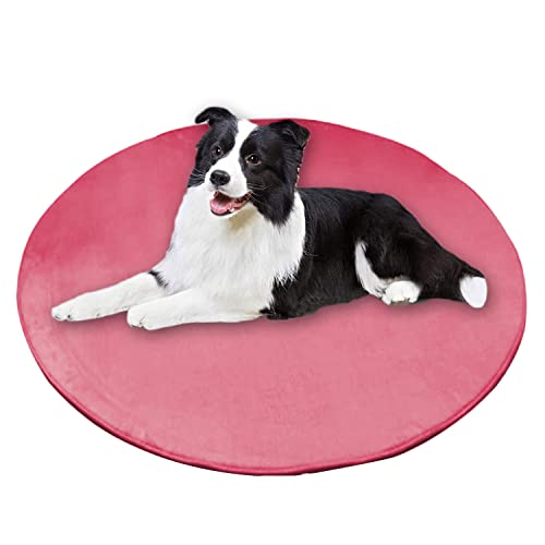 Waigg Kii Hundebett, rund, Korallen-Samt, weich, rutschfest, für kleine und mittelgroße und große Katzen, rund 80 cm, Rose) von Waigg Kii