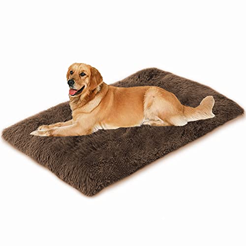 Waigg Kii Hundebett-Matratze, flauschig, beruhigend, für Hunde und Katzen, Plüsch-Kunstfell, extra groß, waschbar, für große und mittelgroße Hunde (75 x 50 x 10 cm, braun) von Waigg Kii