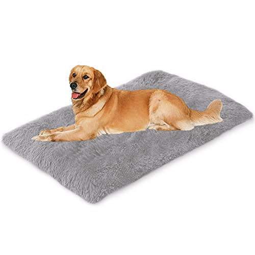 Waigg Kii Hundebett-Matratze, flauschig, beruhigend, für Hunde und Katzen, Plüsch-Kunstfell, extragroß, waschbar, für große und mittelgroße Hunde (110 x 80 x 10 cm, grau) von Waigg Kii