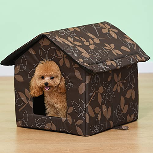 Waigg Kii Hundehütte für den Außenbereich, wasserdicht, für den Winter, bequem, streunendes Katzenhaus, warmes Haustiernest, Haustier-Schlafhaus für Katzen und Hunde, Größe L (unter 8 kg), Braun von Waigg Kii