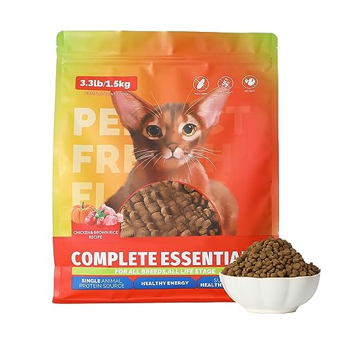 Wakects 1,5 Kg Trockenfutter für Katzen mit Natürlichen Inhaltsstoffen, Reich an Nährstoffen, Taurin, Hohem Proteingehalt, Großer Kapazität, für Katzen Jeden Alters von Wakects