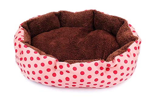 Wakerda Hundehütte, weich, gepunktet, Plüsch, gepolstert, warm, mit Fleece-Futter, schmutzabweisend, Größe 36 x 30 cm, Rosa von Wakerda