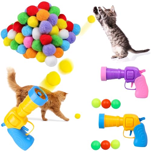 Waldspring Katzenspielzeug Bälle Set 108 Stück, Pompom Bälle Cat Toys, Weicher Katzenball, Katzenspielzeug Filzbälle, Interaktives Katzenspielzeug Ball Plüsch Bälle für Kätzchen Hunde von Waldspring