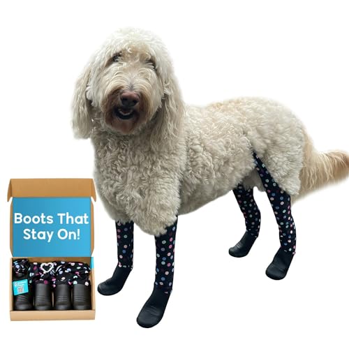 Walkee Paws Deluxe-Hundestiefel-Leggings, einfach anzuziehen, schützt vor heißem Bürgersteig, Sommerregen und Schlamm, verlieren nie wieder einen Stiefel, Schuh oder Socke (Konfetti, groß) von Walkee Paws