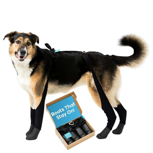 Walkee Paws Deluxe-Hundestiefel-Leggings, leicht anzuziehen, für Winter, Regen, Nässe und Schnee, Chemikalien, verlieren nie wieder einen Stiefelschuh oder eine Socke (Schwarz, Medium) von Walkee Paws