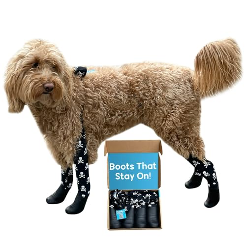 Walkee Paws Neue Deluxe Easy-On Dog Boot Leggings, See on Shark Tank, Protects from Winter, Cold, Wet & Snow, Allergene & Chemikalien, Never Lose a Boot Shoe or Sock Again(Skulls, Small/Medium) von Walkee Paws