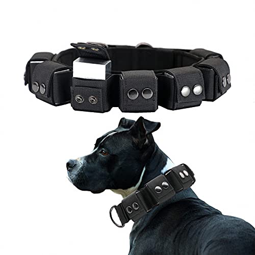 Walktime Taktisches, militärisches Hundehalsband, beschwertes Hundehalsband, Pitbull Hundehalsband, verstellbares Nylon-Hundehalsband, robuste Metallschnalle für Hundetraining und Übung von Walktime