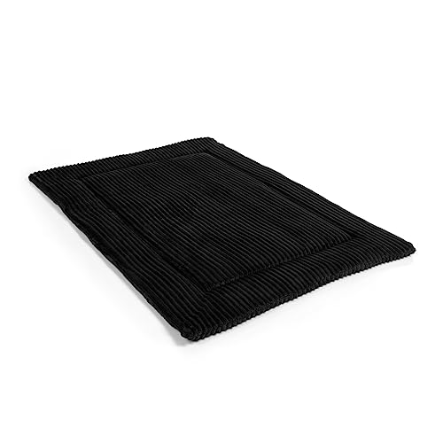 Wallace & Jones | Hundekissen große Hunde waschbar, ca. 130 x 90cm, Hunde Liegematte Cardi, Liegedecke XXL, Hundematte samtartiges Breitcordstoff, Farbe schwarz von Wallace & Jones