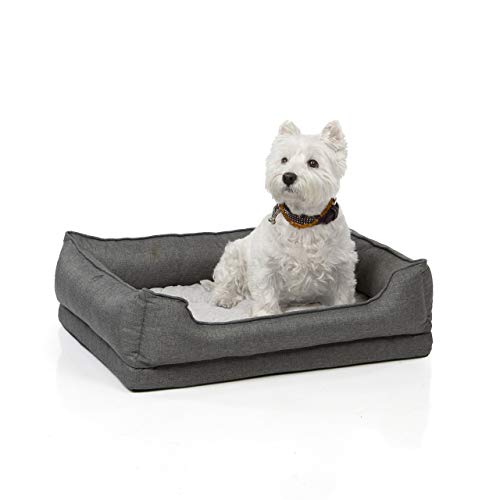 Wallace & Jones | orthopädisches Hundebett Chelsea mit kuschelig weichem Kaninchen Fellimitat | 70 x 55 cm | Daytona grau von Wallace & Jones