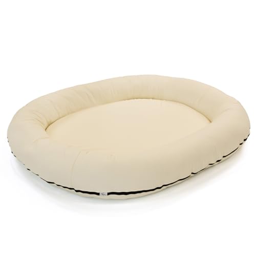 Wallace & Jones | Hundebett Bolton - Liegebett aus Kunstleder | orthopädisch rund | Creme-weiß - 145 x 130 cm von Wallace & Jones