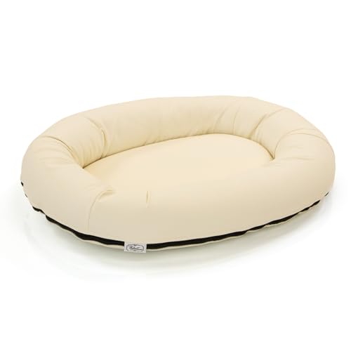 Wallace & Jones | Hundebett Bolton - Liegebett aus Kunstleder | orthopädisch rund | Creme-weiß - 63 x 50 cm von Wallace & Jones