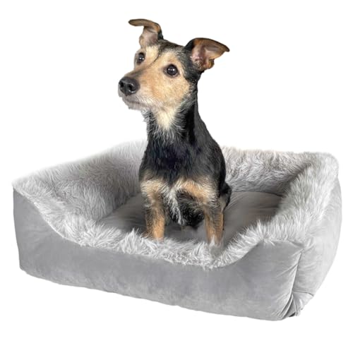 Wallace & Jones | Hundebett Mayfair - Silver-Quarz, Kuschelbett für kleine Hunde | S | 51 x 46 x 15 cm von Wallace & Jones