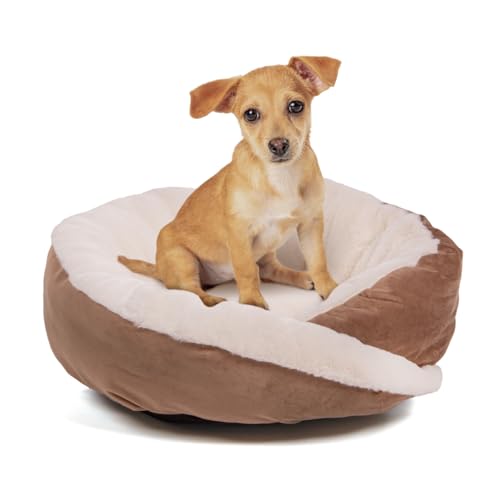 Wallace & Jones | Hundebett rund Grace - gemütliches Hundekörbchen kleine Hunde | Hundekissen, Hundebett mit Rand, rutschfest | braun-beige | Größe S | ca. 43 x 43 x 15 cm Wallace & Jones | Hundebett rund Grace - gemütliches Hundekörbchen kleine Hunde | Hundekissen, Hundebett mit Rand, rutschfest | braun-beige | Größe S | ca. 43 x 43 x 15 cm von Wallace & Jones