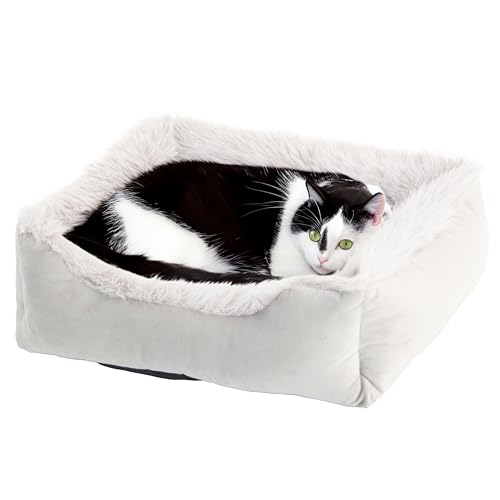 Wallace & Jones | Katzenbett Mayfair Katzenkissen, Silver-Quarz, Kuschelbett, Katzenkorb, 51 x 46 x 15 cm von Wallace & Jones