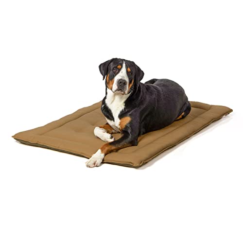 Wallace & Jones | Wendedecke pflegeleicht waschbar bis 95°C - gepolsterte Indoor/Outdoor Liegedecke für Hunde | XL - 130 x 90 cm - Braun/Oliv von Wallace & Jones