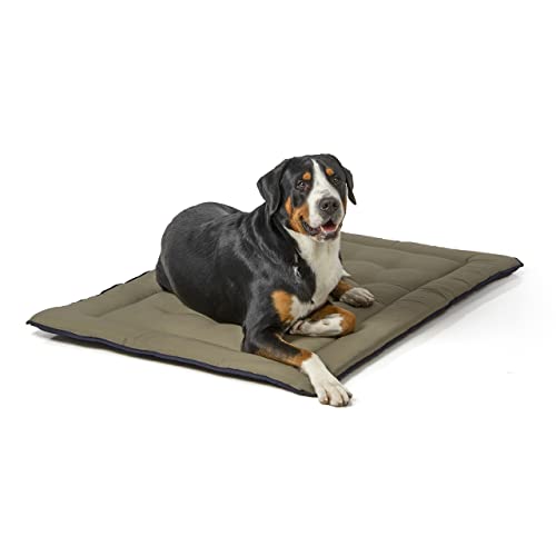 Wallace & Jones | Wendedecke pflegeleicht waschbar bis 95°C - gepolsterte Indoor/Outdoor Liegedecke für Hunde | XL - 130 x 90 cm - Dunkelblau/Oliv von Wallace & Jones