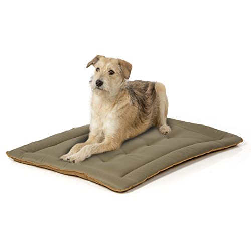 Wallace & Jones | Wendedecke pflegeleicht waschbar bis 95°C - gepolsterte Indoor/Outdoor Liegedecke für Hunde | XL - 90 x 70 cm - Braun/Oliv von Wallace & Jones