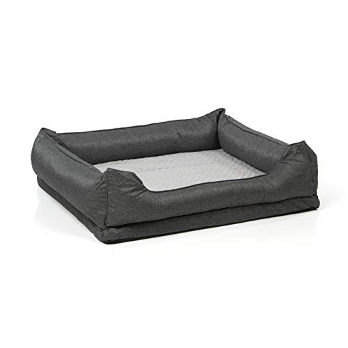 Wallace & Jones | orthopädisches Hundebett mit kuschelig weichem Kaninchen Fellimitat Chelsea | 100 x 85 cm | Daytona grau von Wallace & Jones