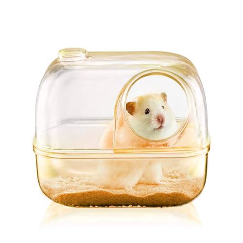 Wallspet Hamster-Badewanne, Zwerghamster, Badezimmer, Hamster, Sandbadkasten, Behälter, transparent, Hamstertoilette mit Schaufel, Hamsterbett für Chinchilla, Rennmäuse, Igel, Eichhörnchen (Orange) von Wallspet