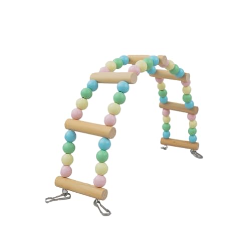 Spielzeug Leiter Holz 37X10CM Vogelkäfig Spielständer Spielzeug Parrot Playstand Vogelspielplatz für Vogelkäfige Kauspielzeug Füttertassen Übung Spielen für Wellensittich Agaporniden,Gemischte Farbe von Wambere