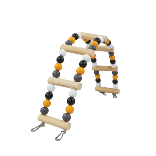 Spielzeug Leiter Holz 37X10CM Vogelkäfig Spielständer Spielzeug Parrot Playstand Vogelspielplatz für Vogelkäfige Kauspielzeug Füttertassen Übung Spielen für Wellensittich Agaporniden,Schwarz A von Wambere