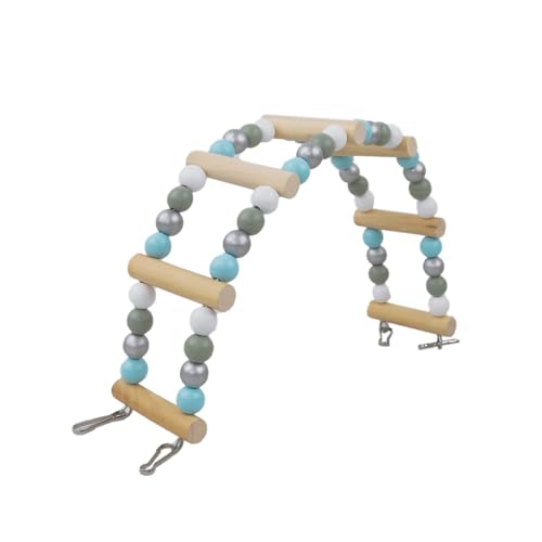 Spielzeug Leiter Holz 37X10CM Vogelkäfig Spielständer Spielzeug Parrot Playstand Vogelspielplatz für Vogelkäfige Kauspielzeug Füttertassen Übung Spielen für Wellensittich Agaporniden,Silber von Wambere