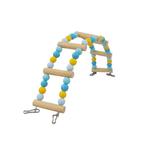 Spielzeug Leiter Holz 37X7CM Vogelkäfig Spielständer Spielzeug Parrot Playstand Vogelspielplatz für Vogelkäfige Kauspielzeug Füttertassen Übung Spielen für Wellensittich Agaporniden,Blau von Wambere