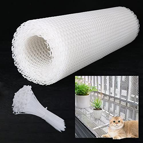 WanRomJun Weiß Katzennetz,0.5mx9m Transparentes Kunststoffnetz Schutznetz für Katzen zur Absicherung von Balkon,Katzennetz Balkon Klappbar,Katzennetz Ohne Bohren Katzennetze für Balkon von WanRomJun