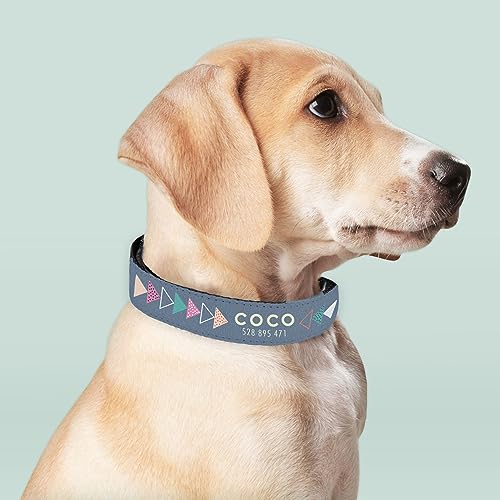 Wanapix | Hundehalsband mit Namen | Halsband Hund | Dog collar | Halsband Hund Breit - 61,5 x 2,5 cm | Triangles von Wanapix