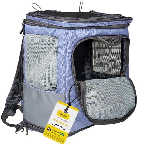 Wanderpfote Daypack Hunderucksack - Premium Rucksack für mittelgroße Hunde mit Höhenverstellbarem Tragesystem und viel Raum für den Hund (Trekking Light - Blau, S) von Wanderpfote