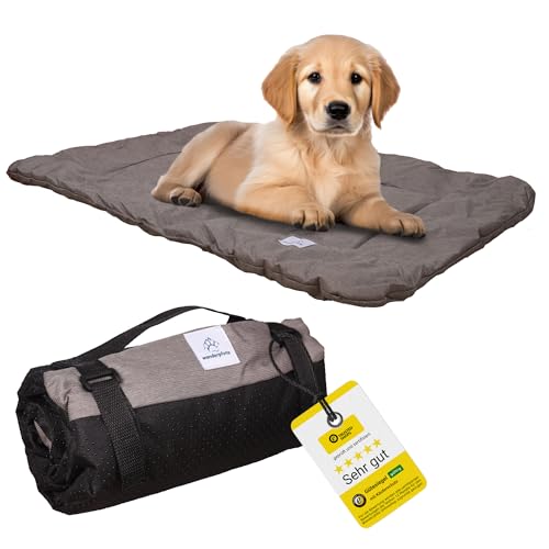 Wanderpfote Hundedecke für Unterwegs, 90 x 60cm – Waschbar, Orthopädisch, Wasserdicht – Hochwertiges Design – Hundedecke Outdoor, Hundematte Auto (Braun, Größe L) von Wanderpfote