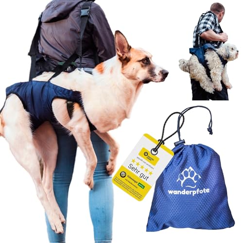 Wanderpfote Tragehilfe Hund – Tragetasche Hund optimal als Tragetuch für den Alltag oder Notfall-Rucksack für Wanderungen – klein, leicht und robust (S) von Wanderpfote