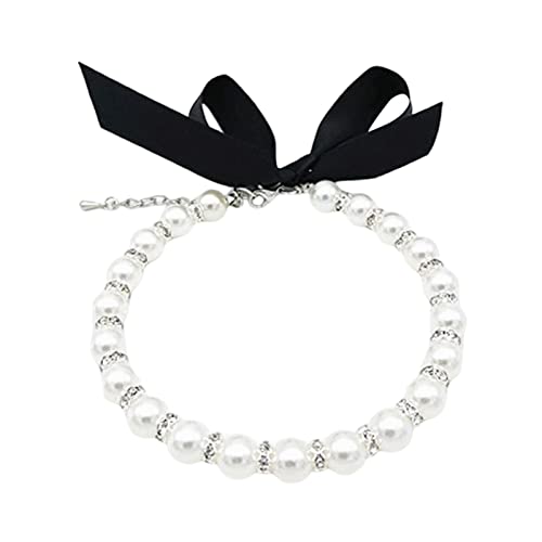 Hundehalsbänder mit Perlen, verstellbar, elegant, personalisierbar, mit Kristall-Strasssteinen für Hunde, Katzen, Welpen, Kätzchen von Wangduodu