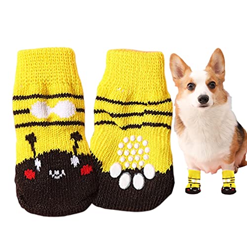 Wangduodu Pfotensocken, doppelseitige Anti-Rutsch-Socken mit verstellbaren Riemen, Pfotenschutz für Welpen, kleine, mittelgroße und große Hunde, Haustierzubehör von Wangduodu