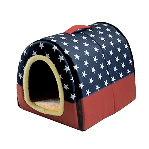 2-in-1 Haustierhaus und Sofa, für den Innenbereich, faltbar, tragbar, extra großes Jumbo-Hundebett, bequem, beruhigend, warm, waschbar, Größe M: 45 x 38 x 36 cm, Stil 2 von Wangle