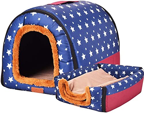 2-in-1 Hundehütte Iglu, Winter, Sommer, gemütliches Schlafnest, faltbares Sofa, traditionelles Wohnzimmer, Couch, beruhigendes Hundebett mit abnehmbarem Kissen, Größe XL: 75 x 57 x 55 cm von Wangle