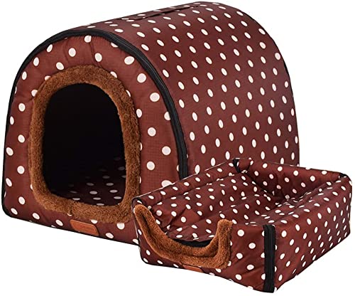 2-in-1 Hundehütte Iglu, Winter, Sommer, gemütliches Schlafnest, faltbares Sofa, traditionelles Wohnzimmer, Couch, beruhigendes Hundebett mit abnehmbarem Kissen, Größe XL: 75 x 57 x 55 cm von Wangle