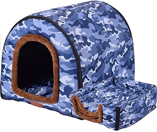 2-in-1 Hundehütte Iglu, Winter, Sommer, gemütliches Schlafnest, faltbares Sofa, traditionelles Wohnzimmer, Couch, beruhigendes Hundebett mit abnehmbarem Kissen, Größe XL: 75 x 57 x 55 cm von Wangle