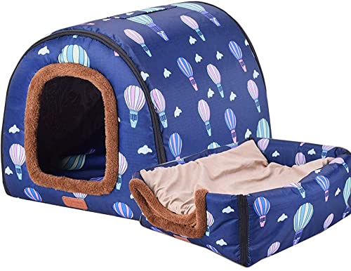 2-in-1 Hundehütte Iglu, Winter, Sommer, gemütliches Schlafnest, faltbares Sofa-Stil, traditionelles Wohnzimmer, Couch, beruhigendes Hundebett mit abnehmbarem Kissen, Größe M: 48 x 38 x 36 cm von Wangle