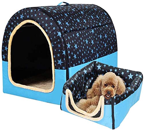 2-in-1 Hundehütte Iglu, Winter, Sommer, gemütliches Schlafnest, faltbares Sofa-Stil, traditionelles Wohnzimmer, Couch, beruhigendes Hundebett mit abnehmbarem Kissen, S: 35 x 32 x 28 cm von Wangle